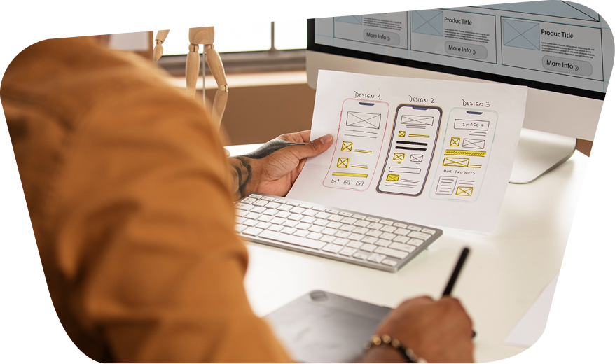 Wireframe mobile con layout e interfacce utente per la progettazione di un'app
